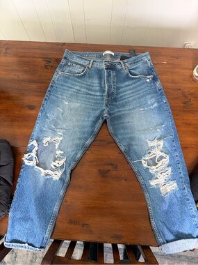 Classic Blue Distressed Men's Jeans sz36